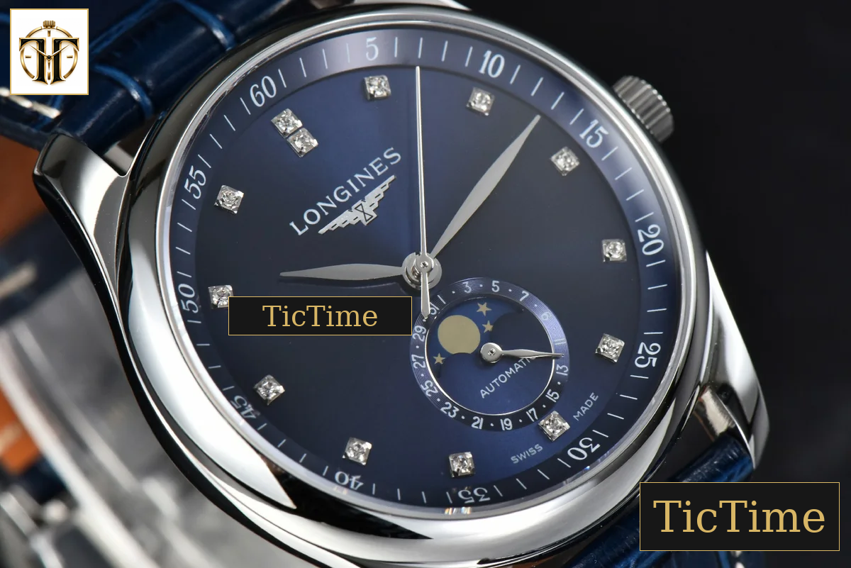 Master Moonphase 40mm GF Blue Dial Diamond Marker Blue Leather Strap A899 — foto 10