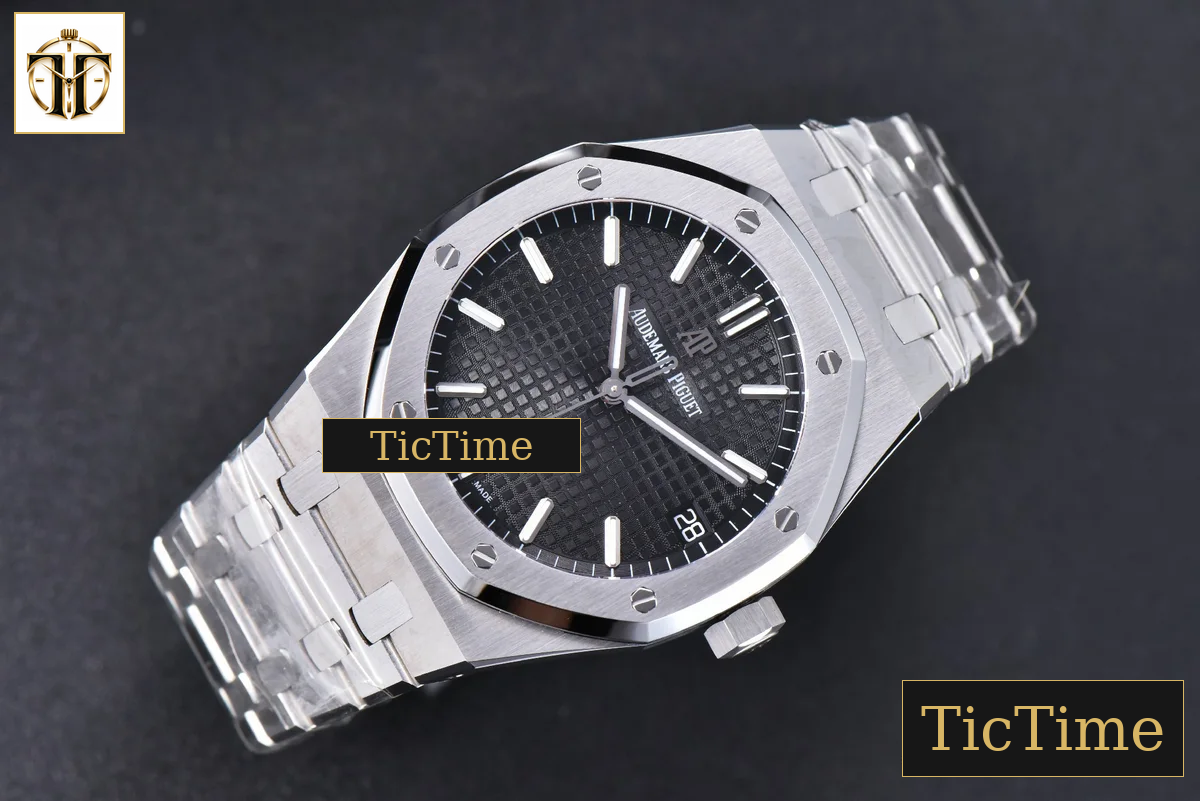 Royal Oak 15500 41mm OMF Black Textured Dial SS Bracelet V2 Miyota 9015 — foto 4