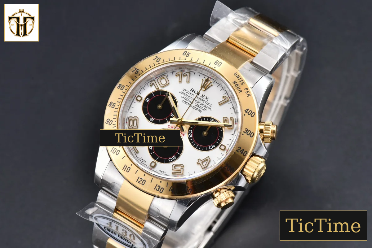 Daytona 116523 40mm Clean Factory YG/SS White Dial Black Subdials Numeral Marker YG/SS Bracelet A4130 — foto 5
