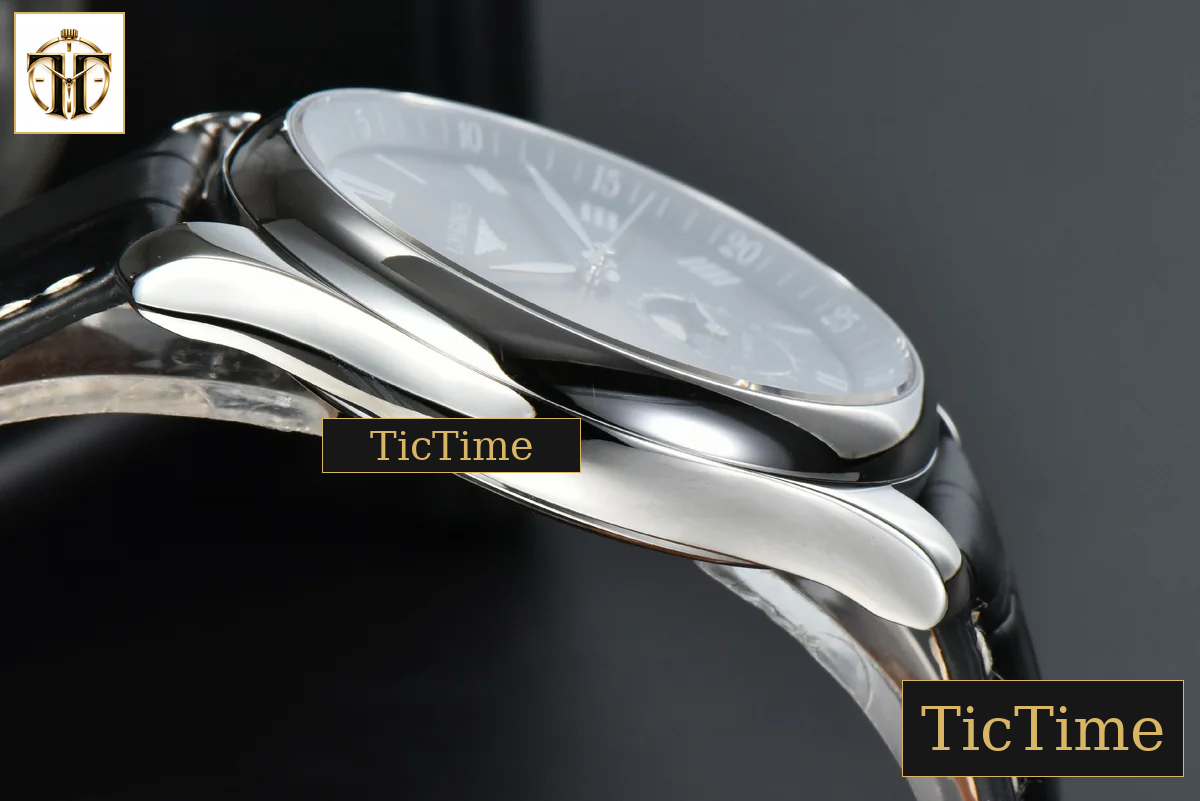 Master Moonphase 40mm GF Black Dial Roma Marker Black Leather Strap A899 — foto 11