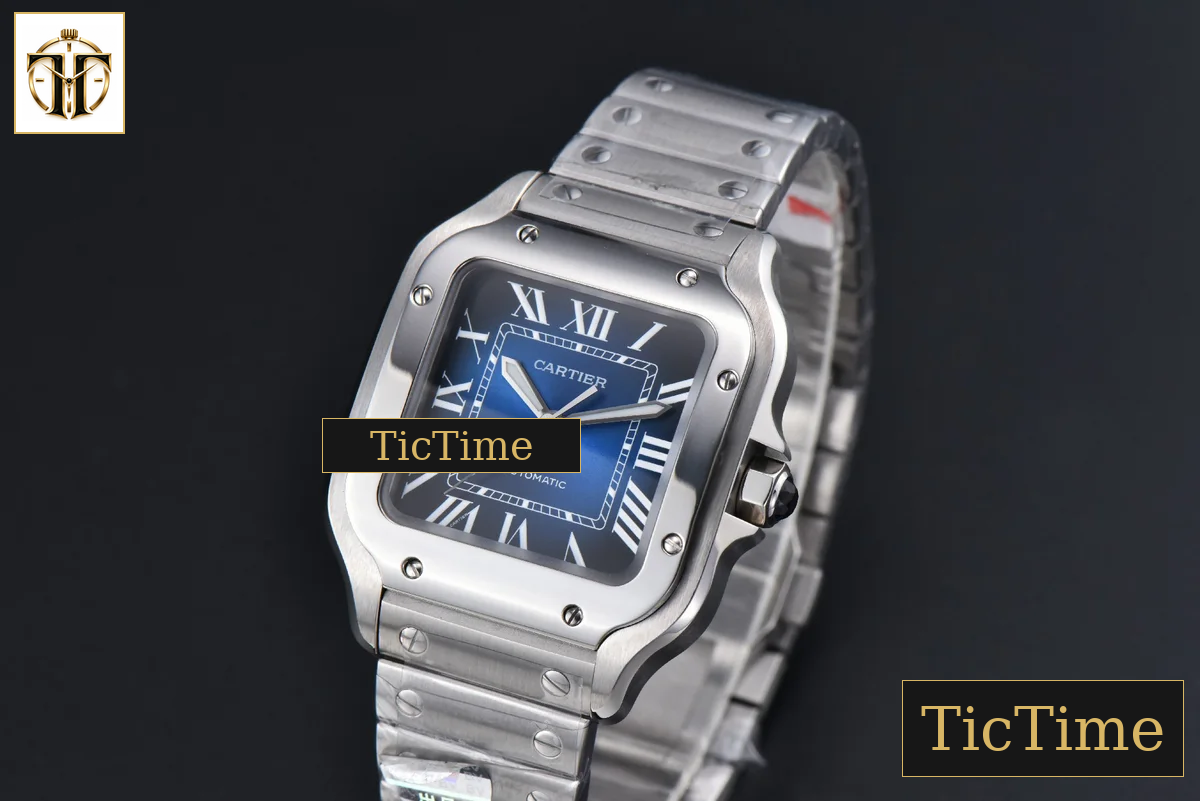 Santos de Cartier Medium 35mm BVF SS Blue Dial SS Bracelet Miyota 9039 — foto 5