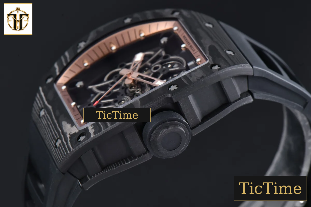 NTPT RM055 42.7mm APSF Gold Skeleton Dial Black Bezel Black Crown Black Rubber Strap RMUL2 — foto 12