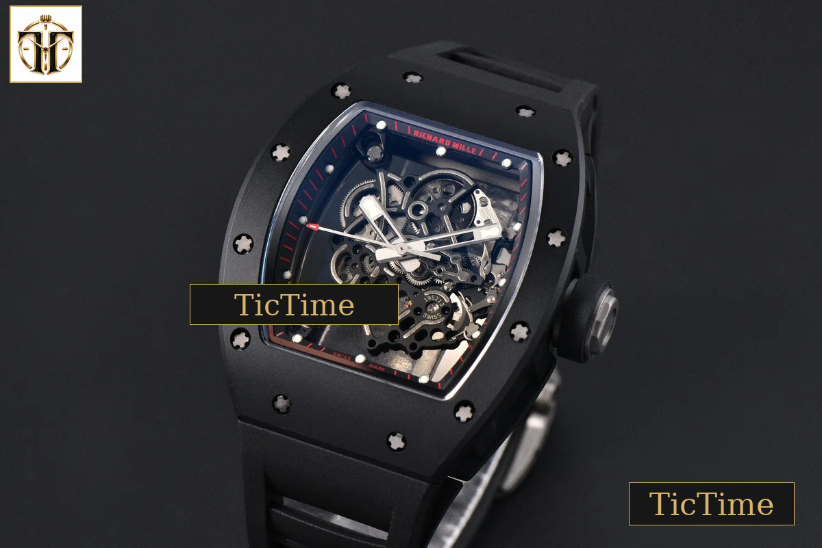RM055 42.7mm APSF Ceramic Black Bezel Black Skeleton Dial Black Crown Black Rubber Strap RMUL2 — foto 5
