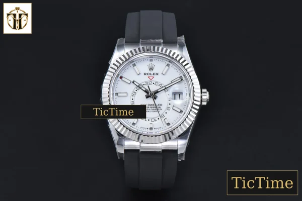 Foto frontal — Sky-Dweller 336239 42mm ZF SS White Dial Rubber Oysterflex Strap (Tungsten) A23J