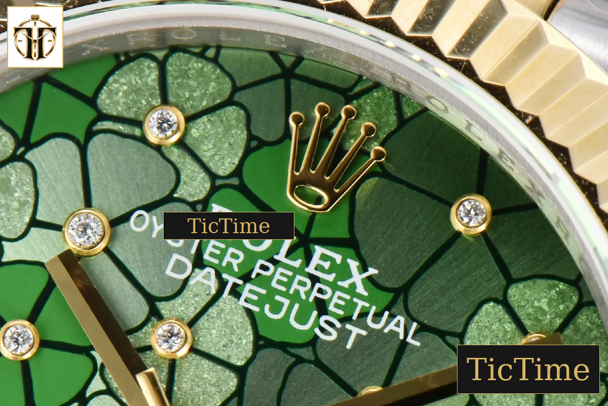 DateJust 904L 31mm GMF YG Fluted Bezel Green Flowers Dial Jubilee Bracelet A2824 — foto 5