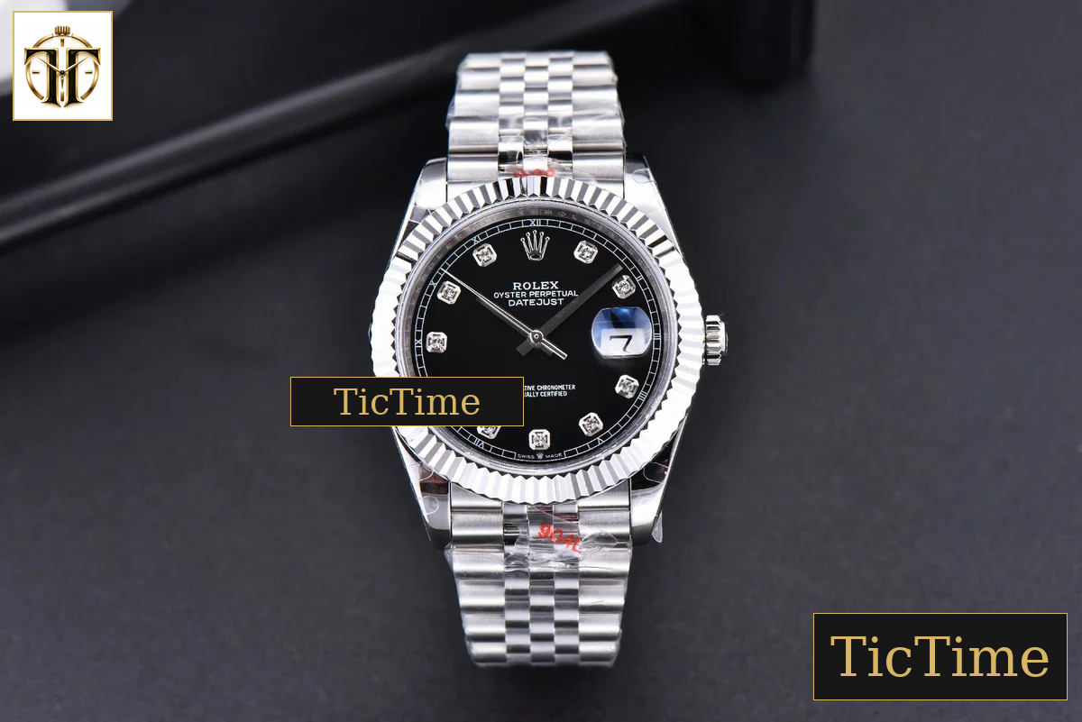 Datejust 41mm GMF SS Black Dial Diamond Marker Fluted Bezel Jubille Bracelet VR3235 — foto 3