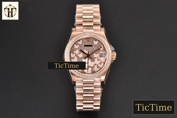 Foto frontal — DateJust Ladies 904L 31mm WF RG Diamond Butterfly Dial Oyster Bracelet A2671