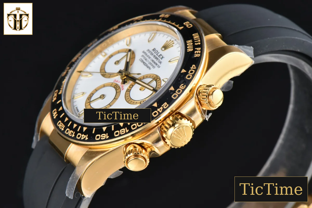 Daytona 126518 40mm Clean Factory YG Black Bezel White Dial Lume Marker Black Oysterflex Strap SH4131 — foto 12