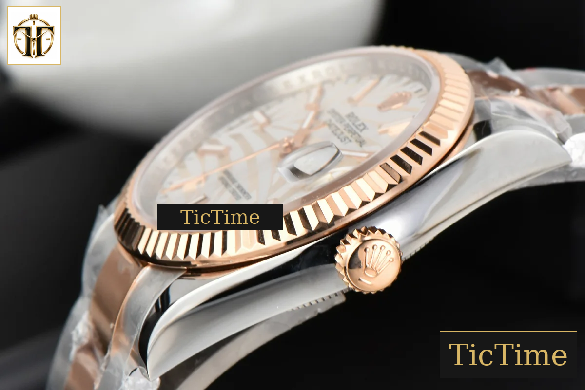 DateJust 36mm BPF RG/SS Fluted Bezel Silver Plam Dial Oyster Bracelet A2824 — foto 11