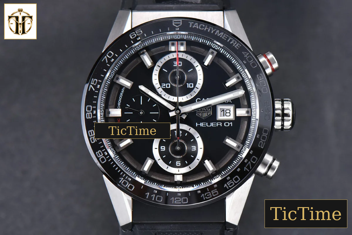 Calibre Heuer 01 Chrono 45mm XF PVD Skeleton Black Dial Black Rubber Strap A1887 — foto 2