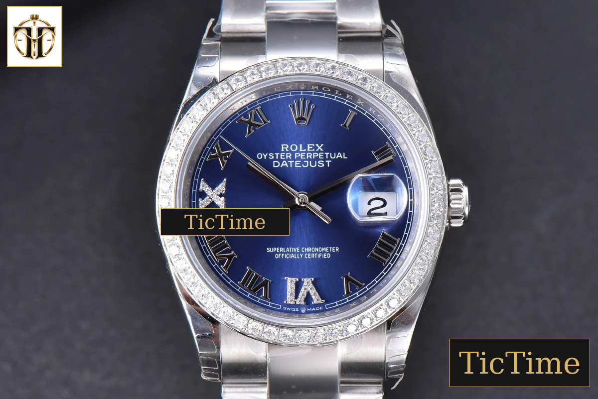 DateJust 36mm EWF SS Blue Dial Diamond Roma Marker Diamond Bezel Oyster Bracelet A3235 — foto 2