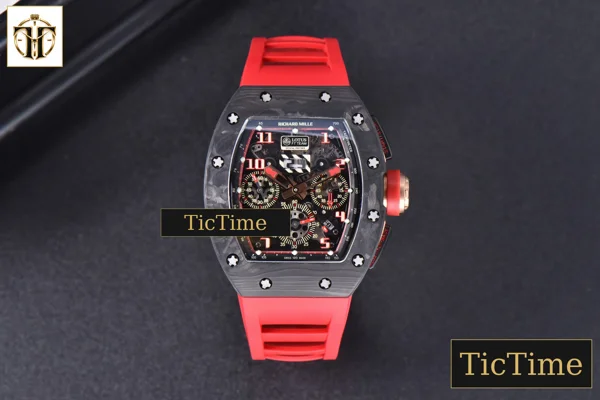 Foto frontal — NTPT Chrono RM011 KVF Skeleton Dial Red Rubber Strap V2 A7750
