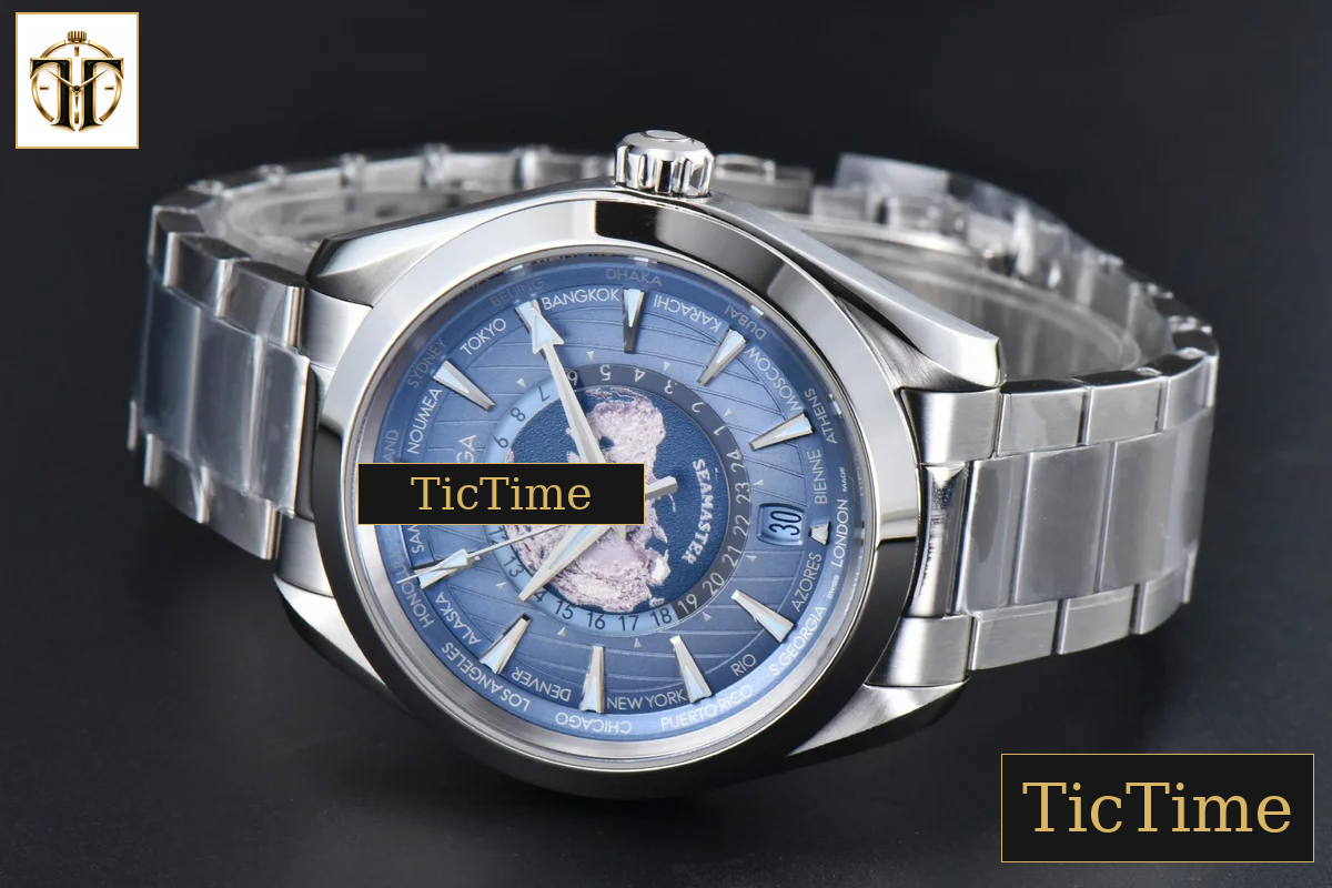 Aqua Terra 150m GMT Worldtimer 43mm VSF Ice Blue Dial SS Bracelet A8938 — foto 12