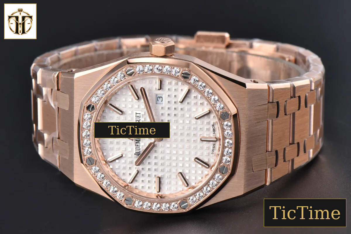 Royal Oak Ladies 67651OR 33mm ZF RG Diamond White Dial RG Bracelet Quartz — foto 13