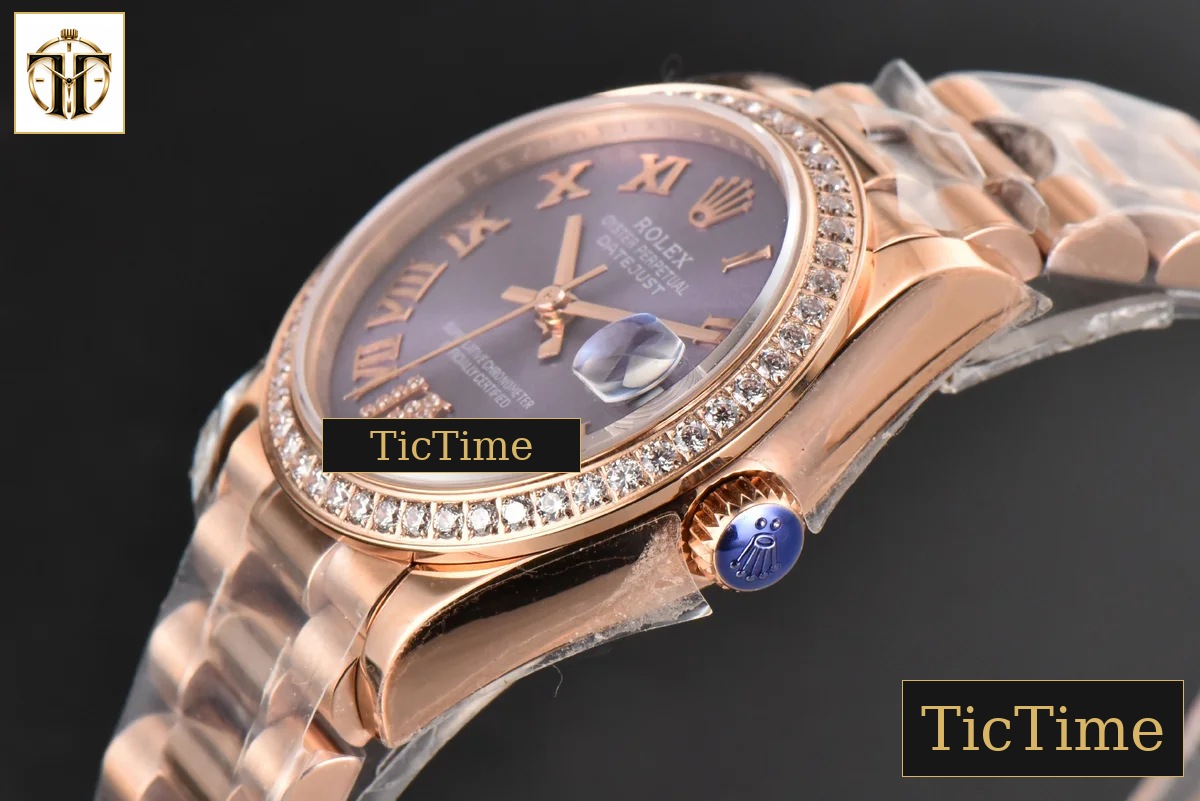 DateJust Ladies 904L 31mm WF RG Diamond Purple Dial Diamond Roma Marker Oyster Bracelet A2671 — foto 11