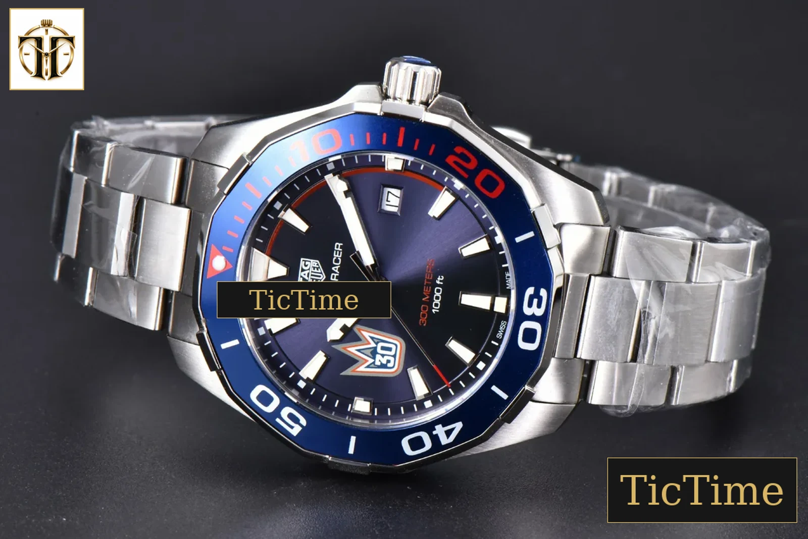 Aquaracer 300M 41mm OF Blue/Red Bezel Purple Dial SS Bracelet SW200 — foto 14