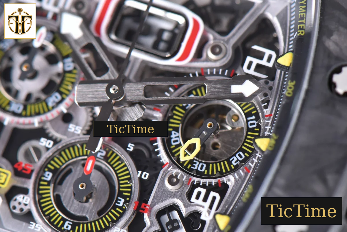 NTPT Chrono RM011 KVF Skeleton Dial Black Crown Red Rubber Strap V2 A7750 — foto 7