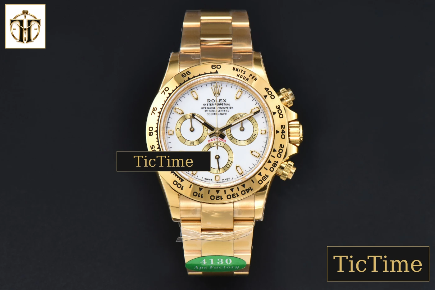 Vista frontal — Daytona 116508 APSF YG White Dial Lume Marker YG Bracelet SH4130