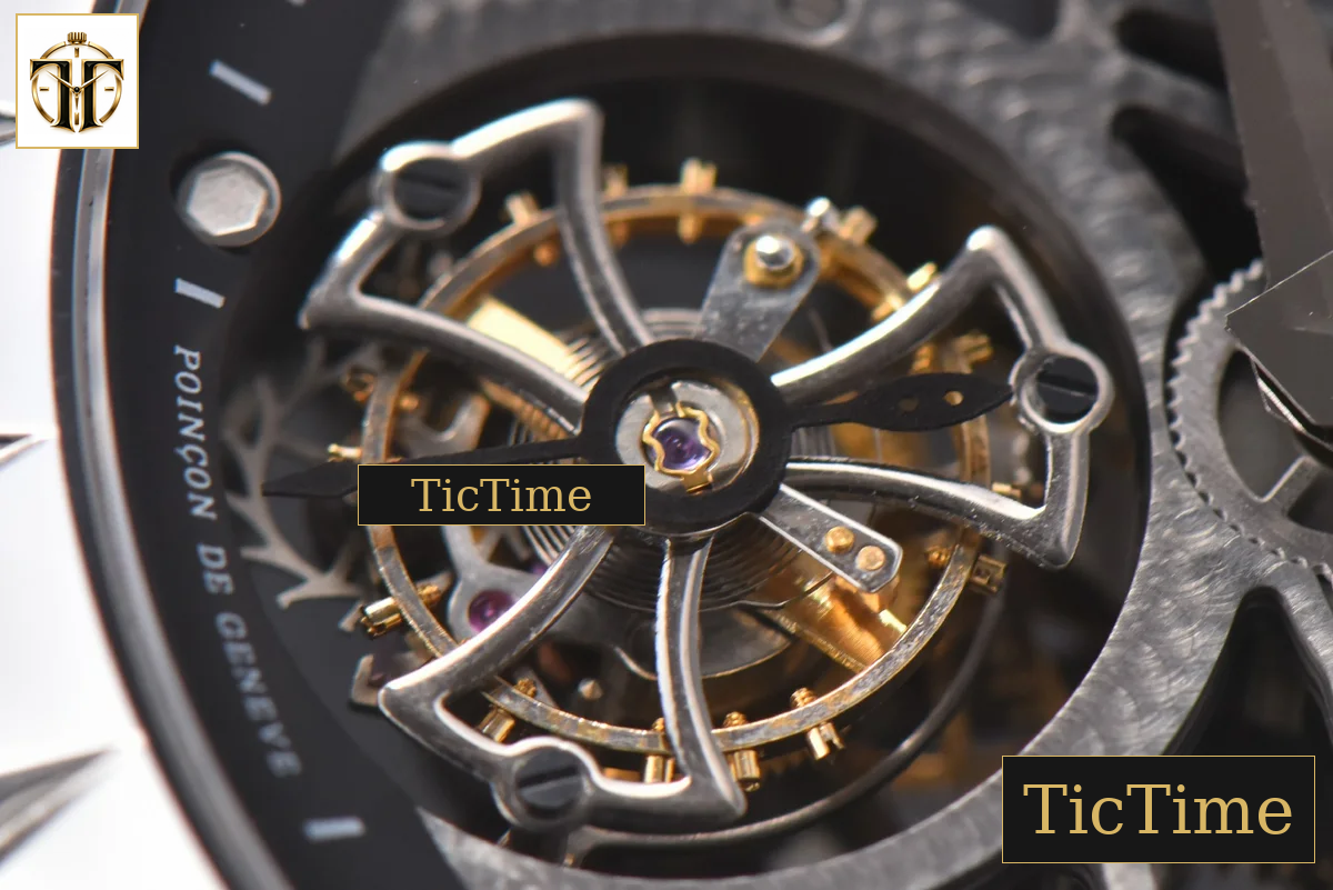 Excalibur 45mm JBF SS Black Crown Skeleton Dial Black Croc Leather Strap Tourbillon A2136 — foto 8