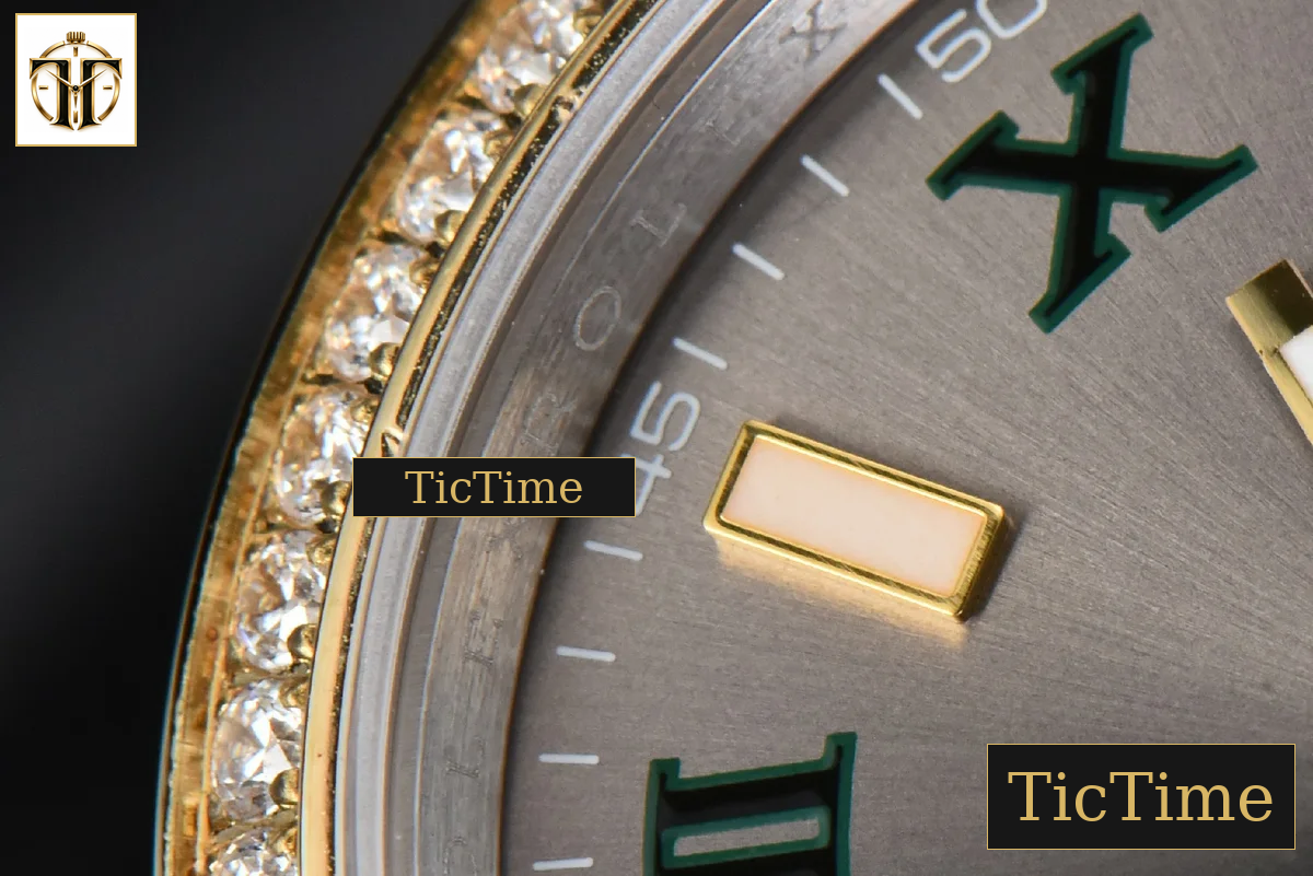 DateJust 36mm BPF YG/SS Diamond Wimbledon Gray Dial Green Marker Jubilee Bracelet A2824 — foto 6