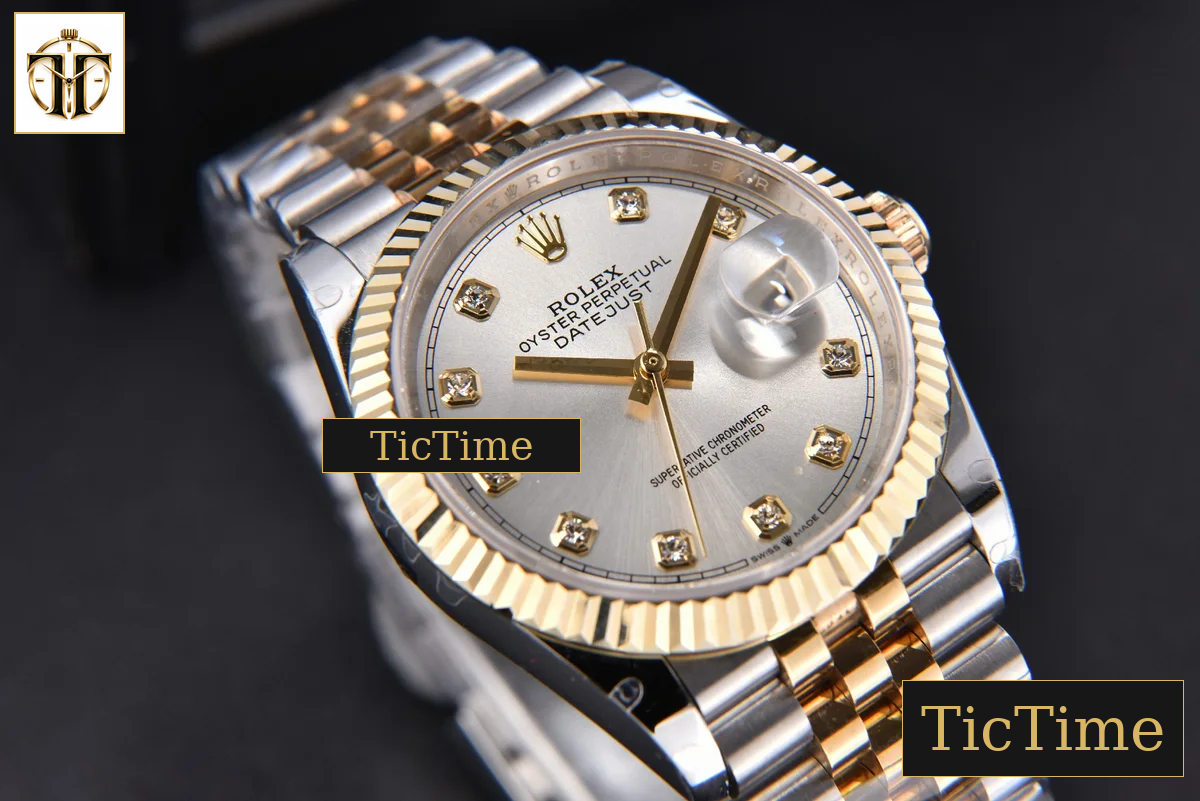 DateJust 904L 36mm GMF YG/SS Fluted Bezel Silver Dial Diamond Marker Jubilee Bracelet VR3235 — foto 10