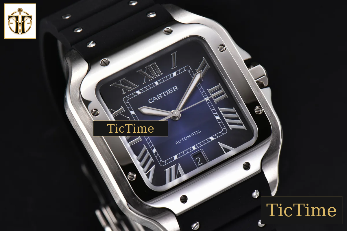 Santos Large 40mm GF Blue Dial Black Rubber Strap Miyota 9015 — foto 10