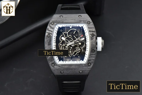 Foto frontal — Bubba Watson RM055 42.7mm ZF Black NTPT White Skeleton Dial Black Rubber Strap V6 NH05