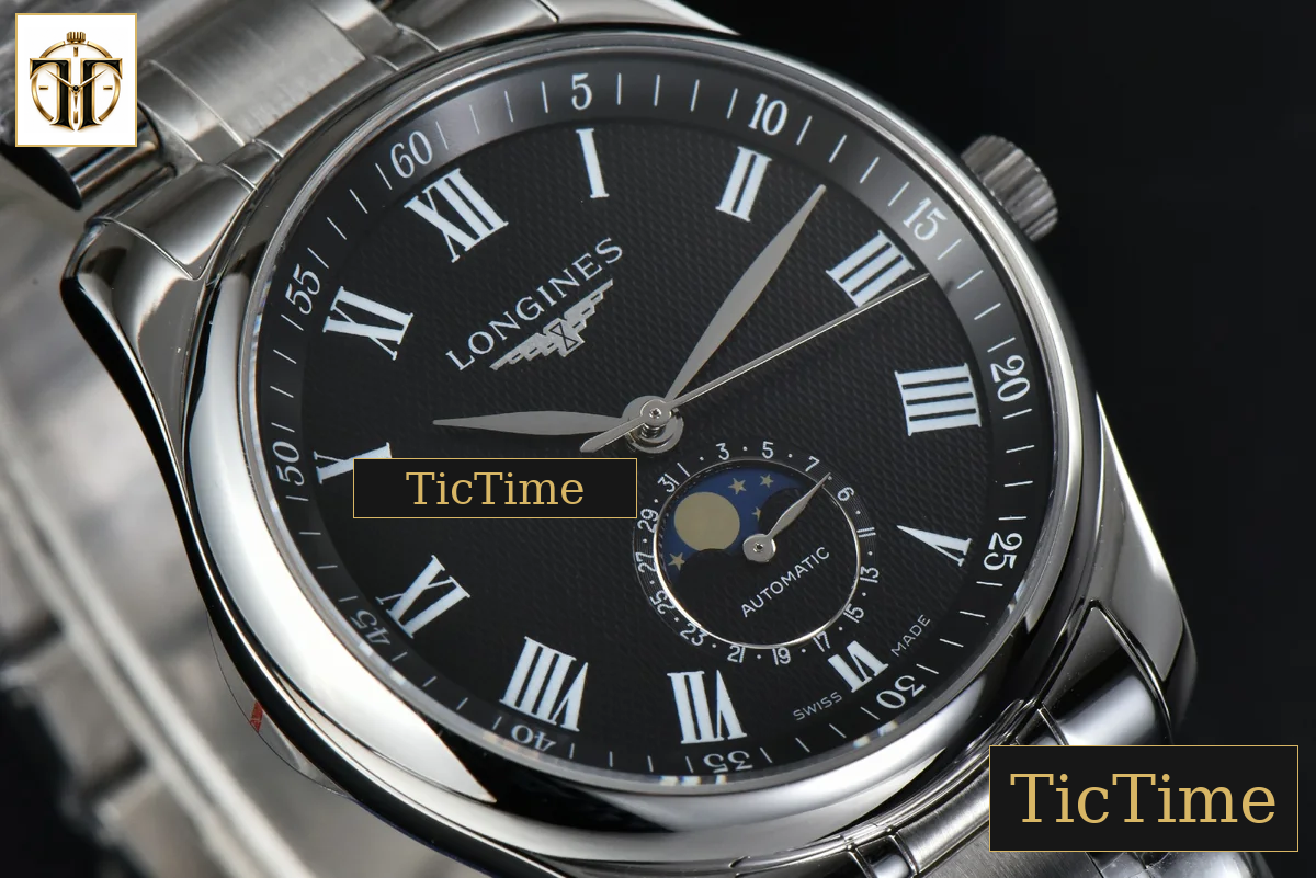 Master Moonphase 40mm GF Black Dial Roma Marker SS Bracelet A899 — foto 9