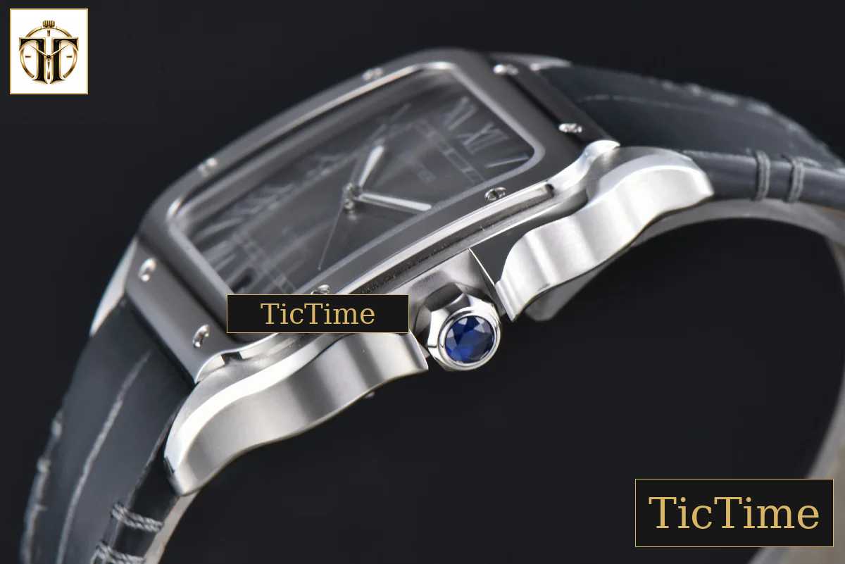 Santos de Cartier Large 40mm AF SS Grey Dial Black Leather Strap Miyota 9015 — foto 8