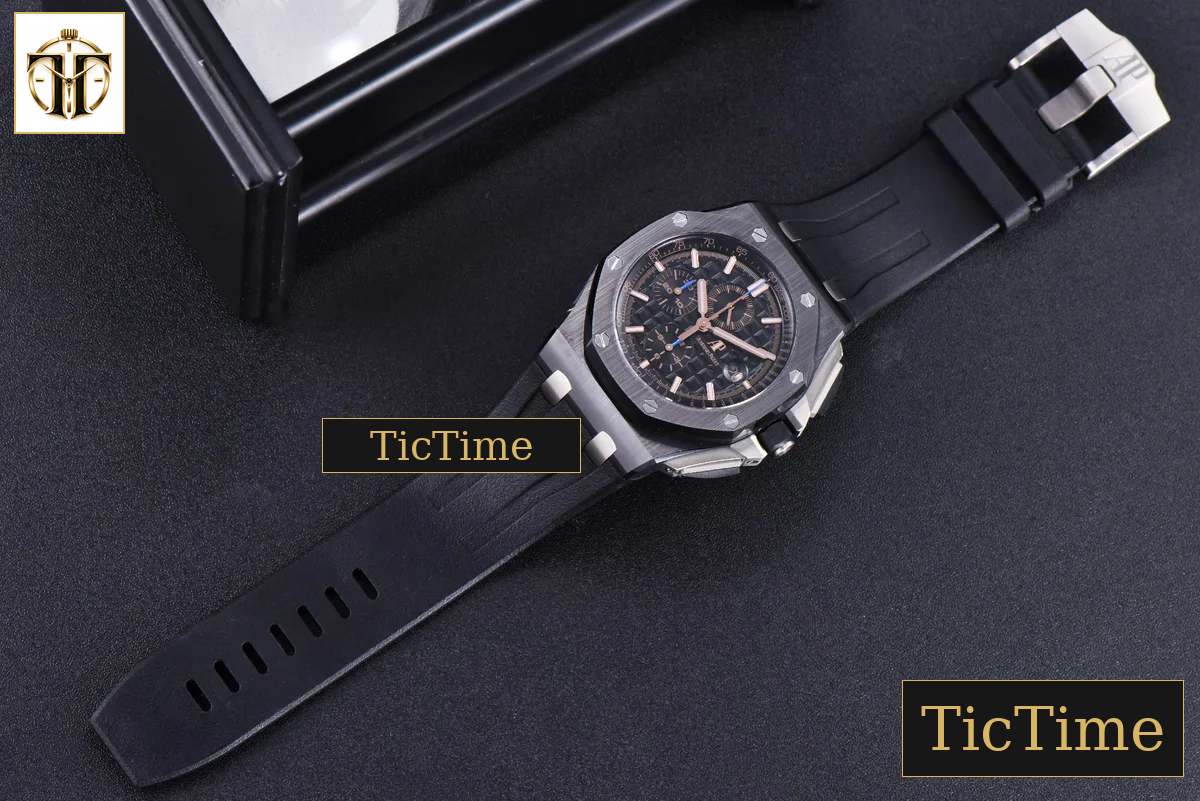 Royal Oak Offshore 26405CE 44mm JF RG Black Dial RG Marker Black Rubber Strap V2 A3126 — foto 19