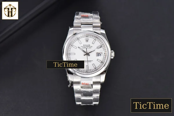 Foto frontal — DateJust 36mm GMF SS Smooth Bezel White Dial Lume Marker Oyster Bracelet VR3235