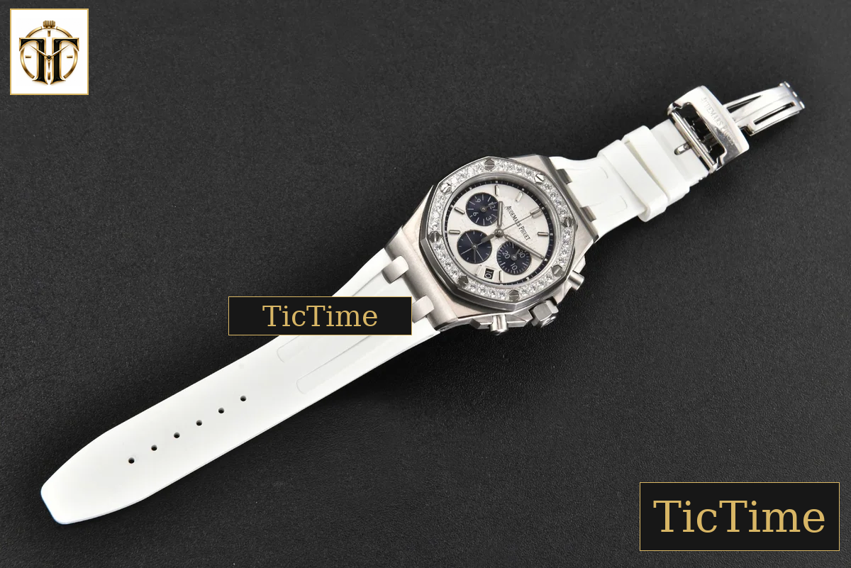 Offshore Ladies 26231ST 37mm RXWF Diamond White Dial Blue Subdial White Rubber Strap Quartz — foto 27