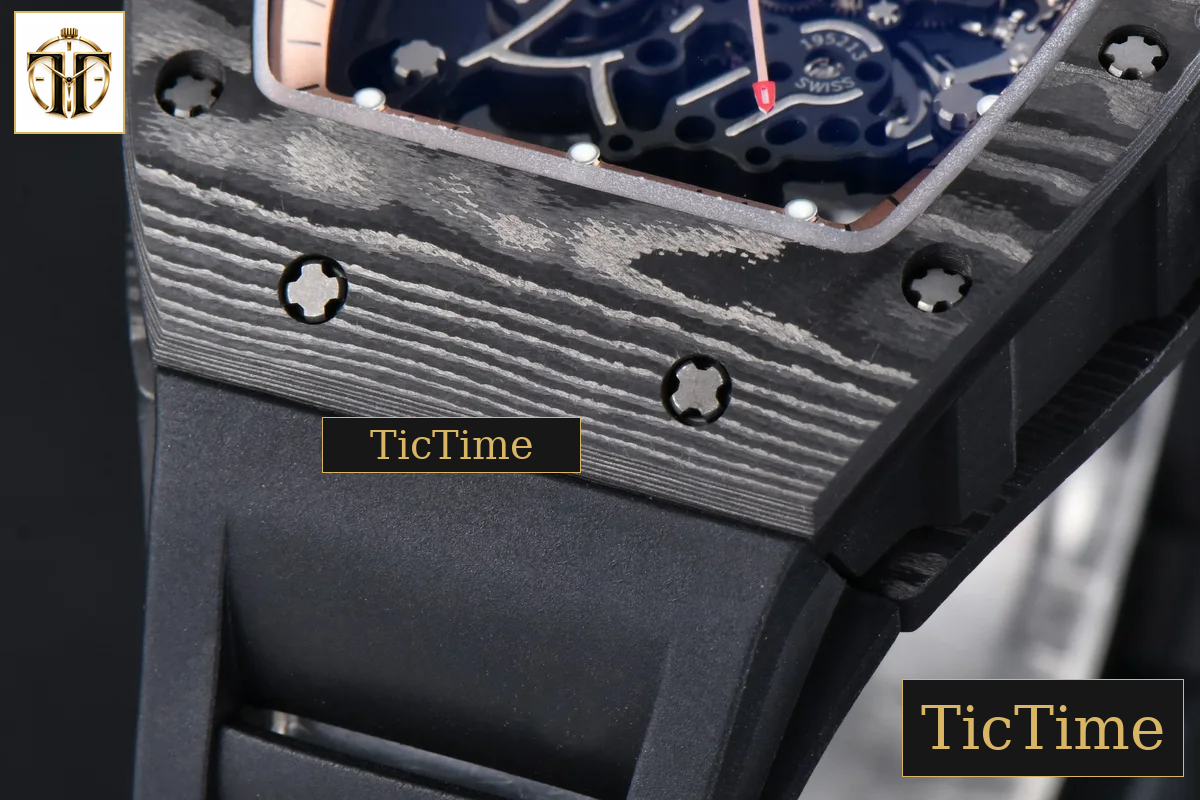 NTPT RM055 42.7mm APSF Gold Skeleton Dial Black Bezel Black Crown Black Rubber Strap RMUL2 — foto 11
