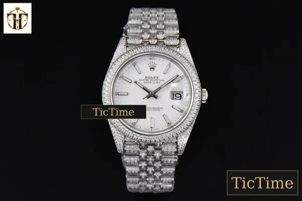Foto frontal — Datejust Full 41mm GMF Diamond White Dial Jubilee Bracelet A2824