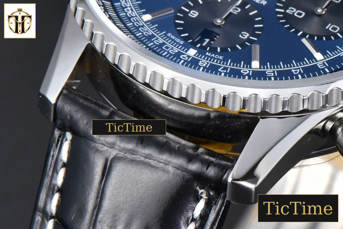 Navitimer B01 43mm BLSF Blue Dial Black Leather Strap A7750 — foto 10
