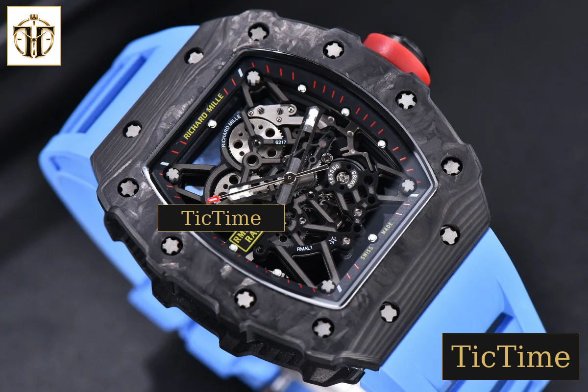 RM035-02 KVF Skeleton Dial Red Blue Rubber Strap V3 Miyota8215 — foto 11