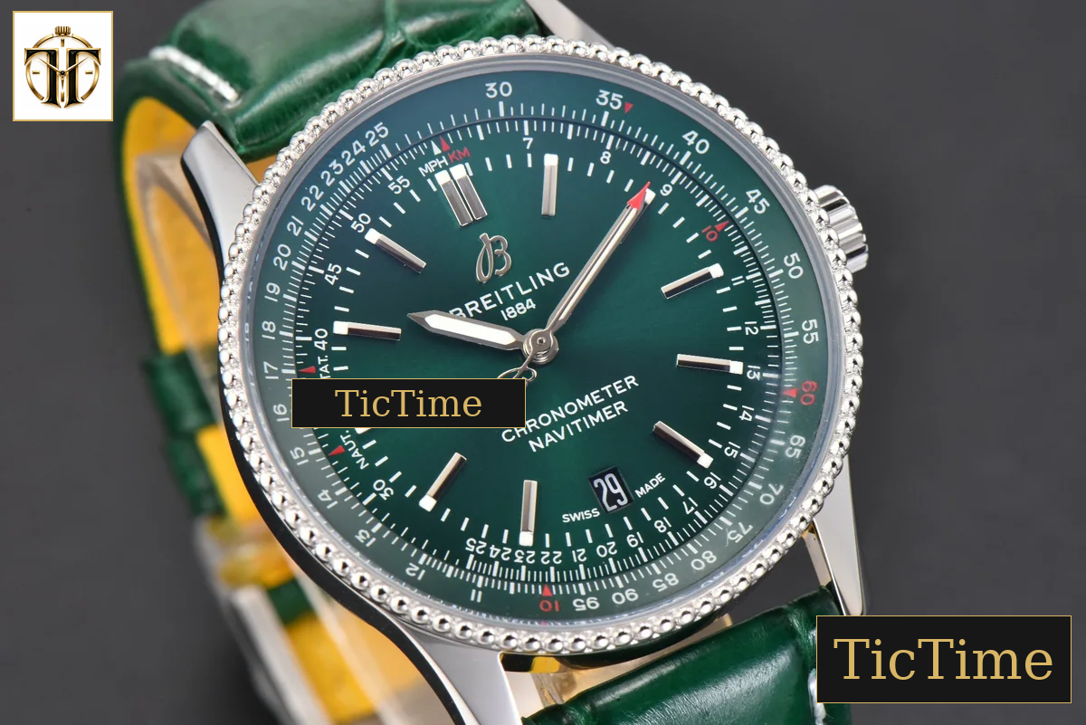 Navitimer 41mm TF Green Dial Green Leather Strap 2824 — foto 12