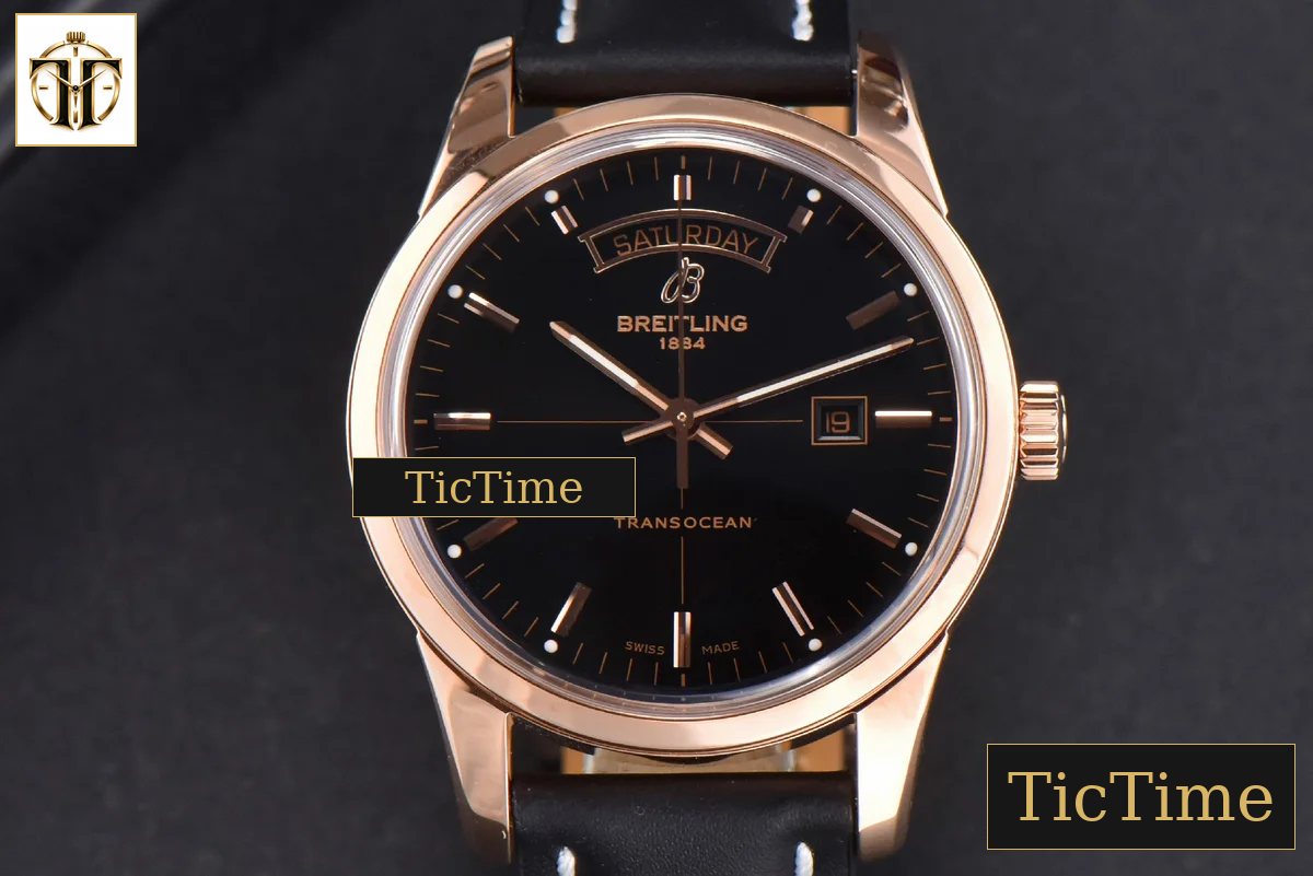 Transocean Day & Date 43mm V7F RG Black Dial Black Leather Strap CA145 — foto 3