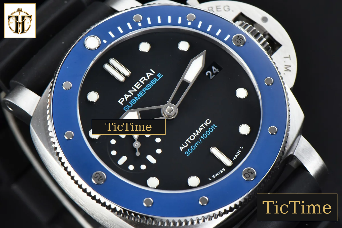 Submersible PAM1209 42mm VSF Black Dial Blue Bezel Black Rubber Strap P9000 — foto 10