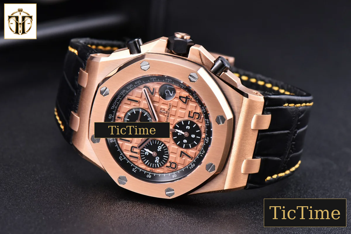 Royal Oak Offshore 26470OR 44mm JF RG YG Dial Black Subdial Black Leather Strap A3126 — foto 15