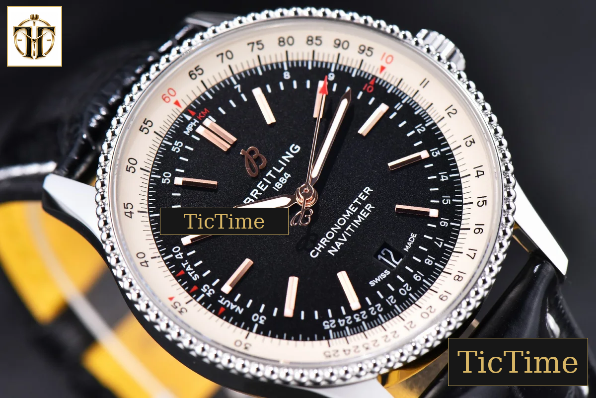 Navitimer 41mm TF SS Black Dial White Bezel Black Leather Strap A2824 — foto 9