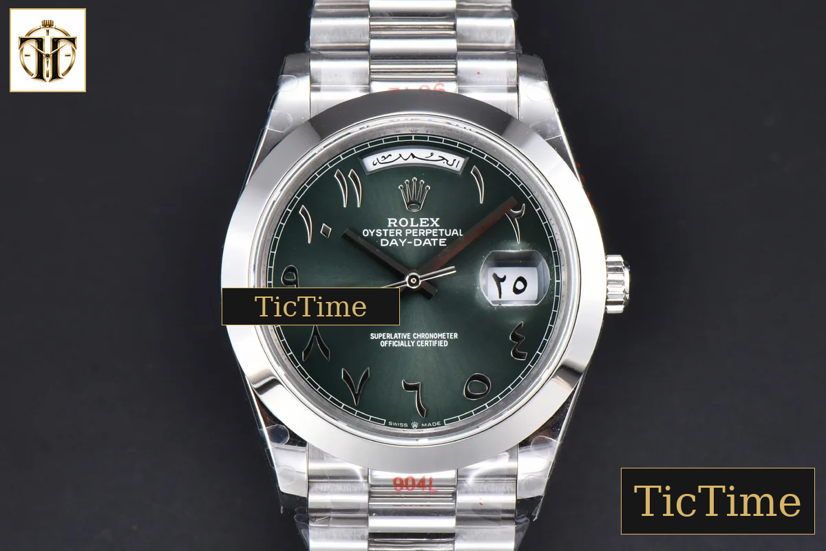 DayDate 904L Smooth Oliva 40mm GMF Green Arabic Dial President Bracelet A2836 — foto 2