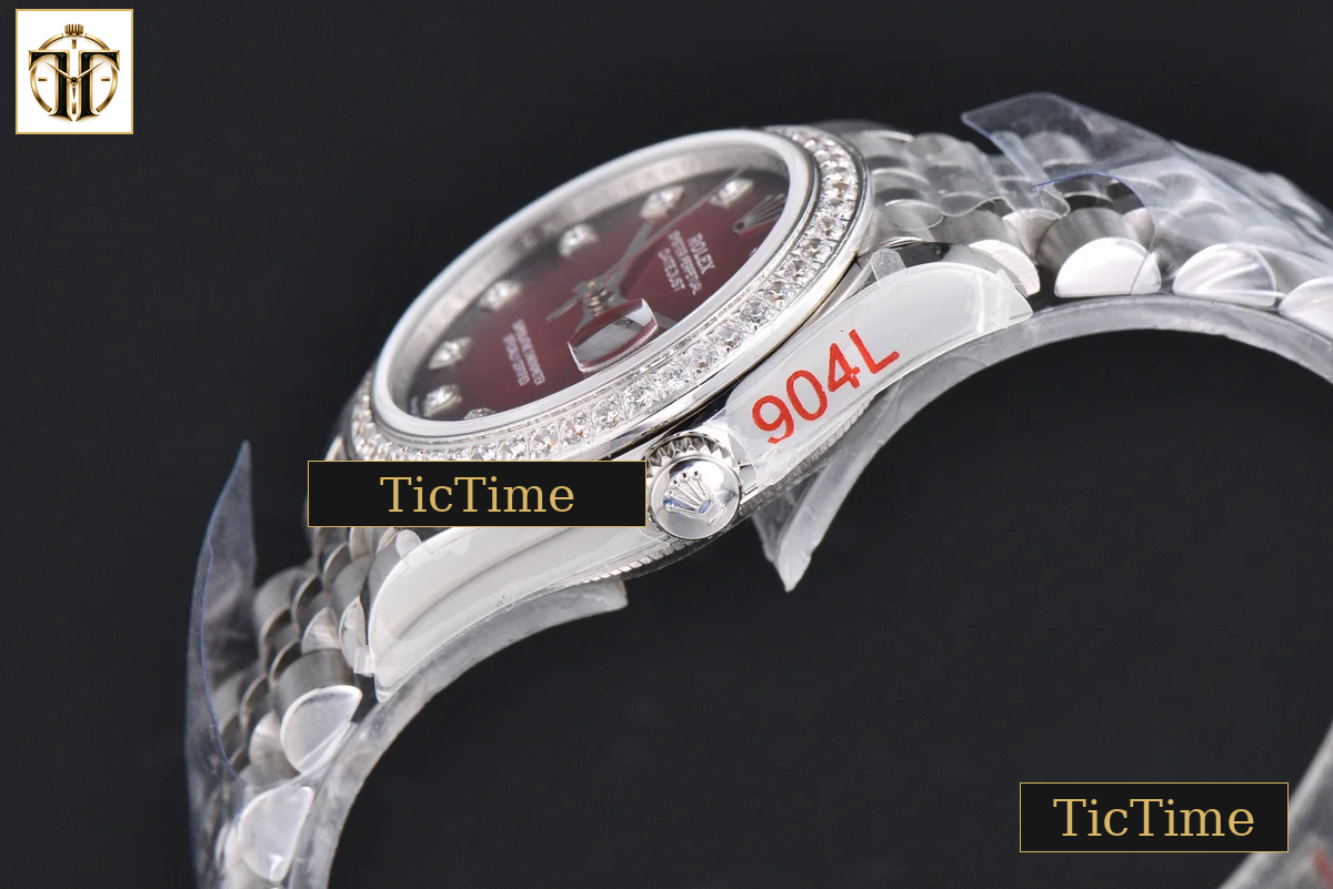 DateJust 904L 31mm GMF Diamond Bezel Red Dial Diamond Marker SS Jubilee Bracelet A2824 — foto 12
