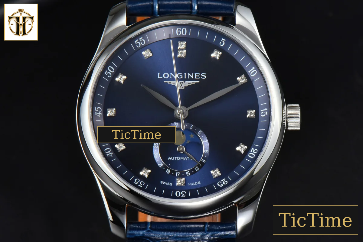Master Moonphase 40mm GF Blue Dial Diamond Marker Blue Leather Strap A899 — foto 2