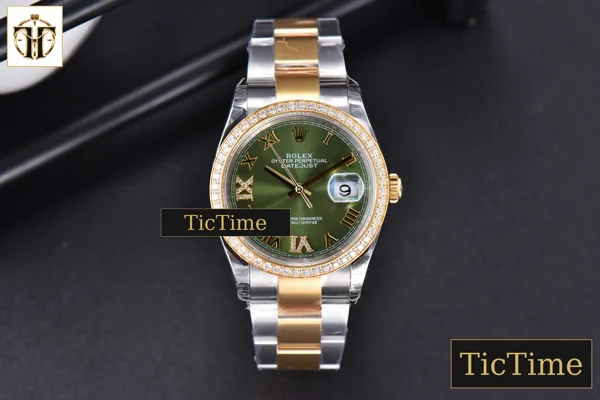 Foto frontal — DateJust 36mm EWF SS/YG Green Dial Diamond Roma Marker Diamond Bezel Oyster Bracelet A3235