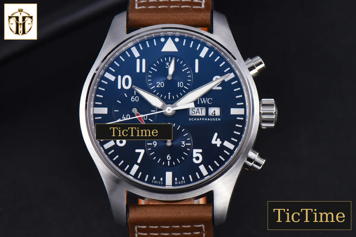Pilot Chrono Spitfire IW377714 43mm ZF Blue Dial Brown Leather Strap A7750 — foto 2