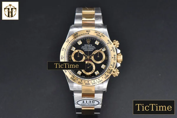 Foto frontal — Daytona 116503 40mm Clean Factory YG/SS Black Dial Diamond Marker YG/SS Bracelet A4130