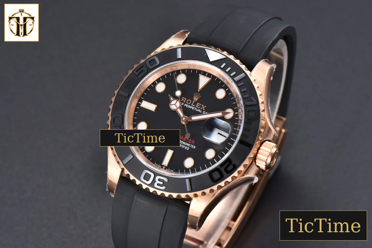 Yacht-Master 904L 126655 40mm Clean Factory RG Ceramic Black Dial Oysterflex Strap VR3235 — foto 4