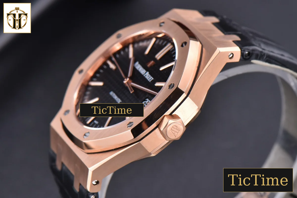 Royal Oak 15400 JF RG Black Dial Black Leather Strap V5 MY9015 — foto 11