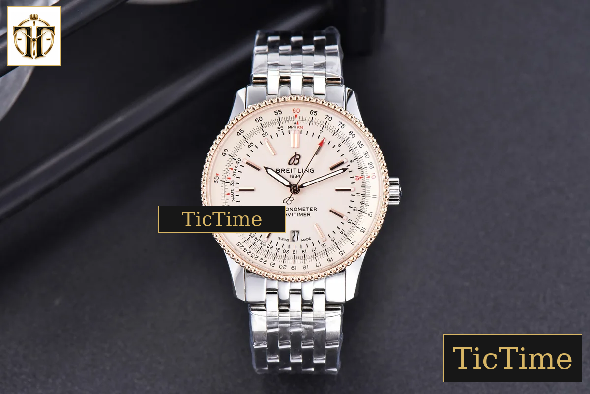 Navitimer 41mm TF RG White Dial White Bezel SS Bracelet A2824 — foto 3